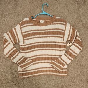 Striped Sweater in Cream and Brown